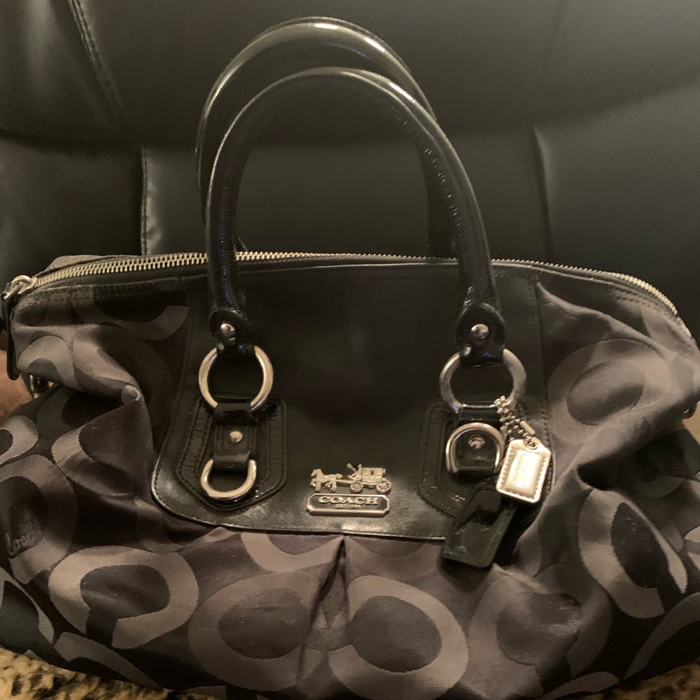 Coach black and silver handbag